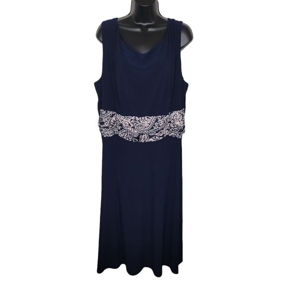 Jessica Howard navy ruched waist midi dress 24W - Picture 1 of 8